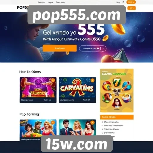 Interface do usuário do site pop555 em foco